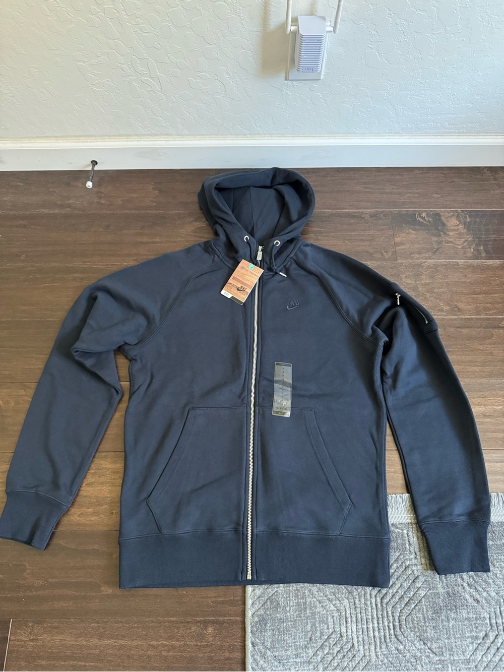 Nike Men's Dark Navy Full-Zip Hooded Sweatshirt Brand New Tech Terry